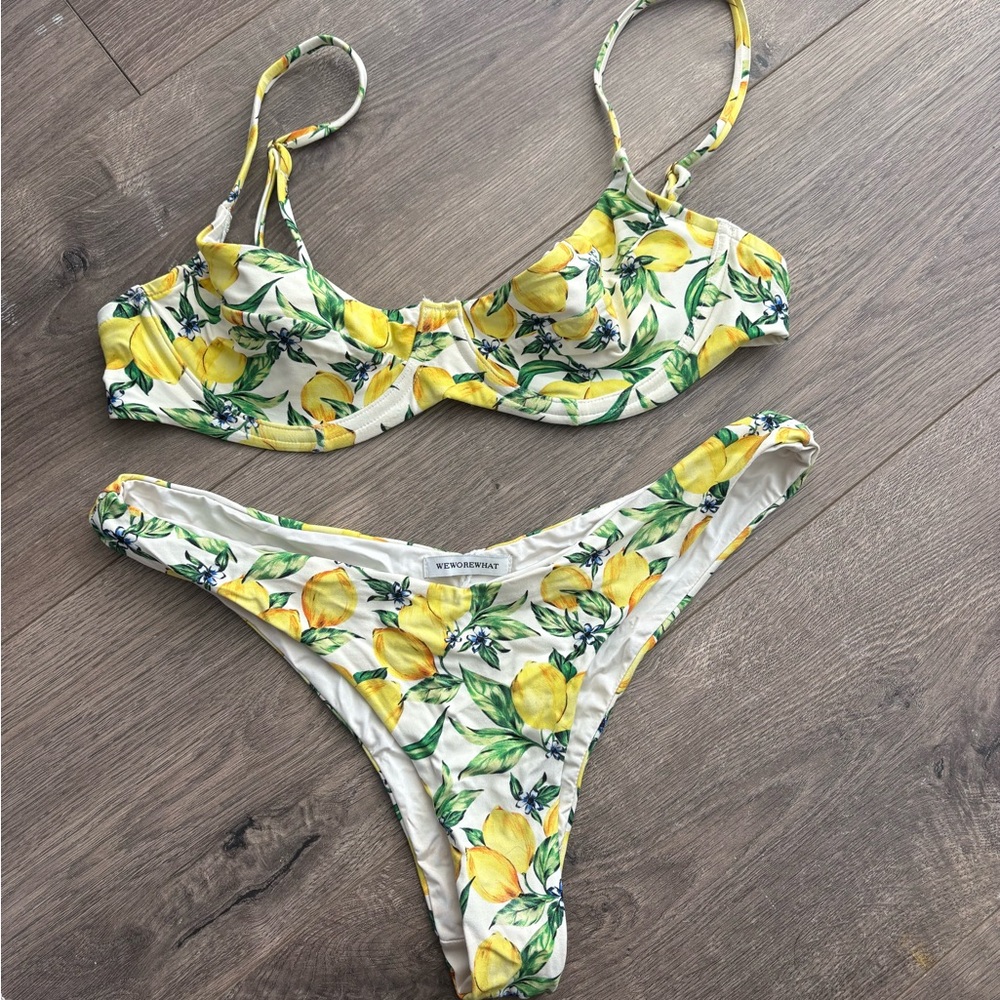 WeWoreWhat Lemon Print Bikini - Yellow and Green
